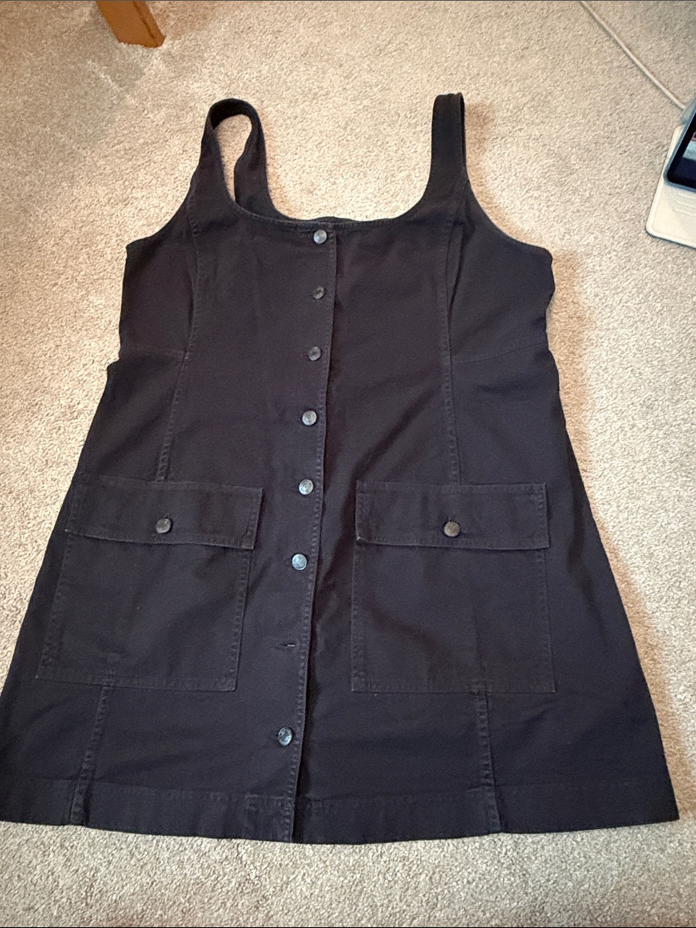 GAP Black Button-Front Pinafore Dress